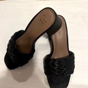 3/$20 Size 7 slip on black block heel shoes